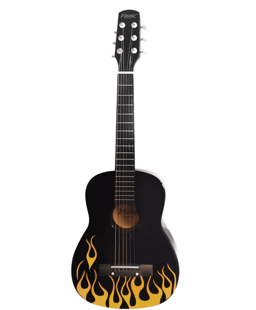Guitarra para niños negra con flamas 3/4 Vozzex VZ-M5126D-F