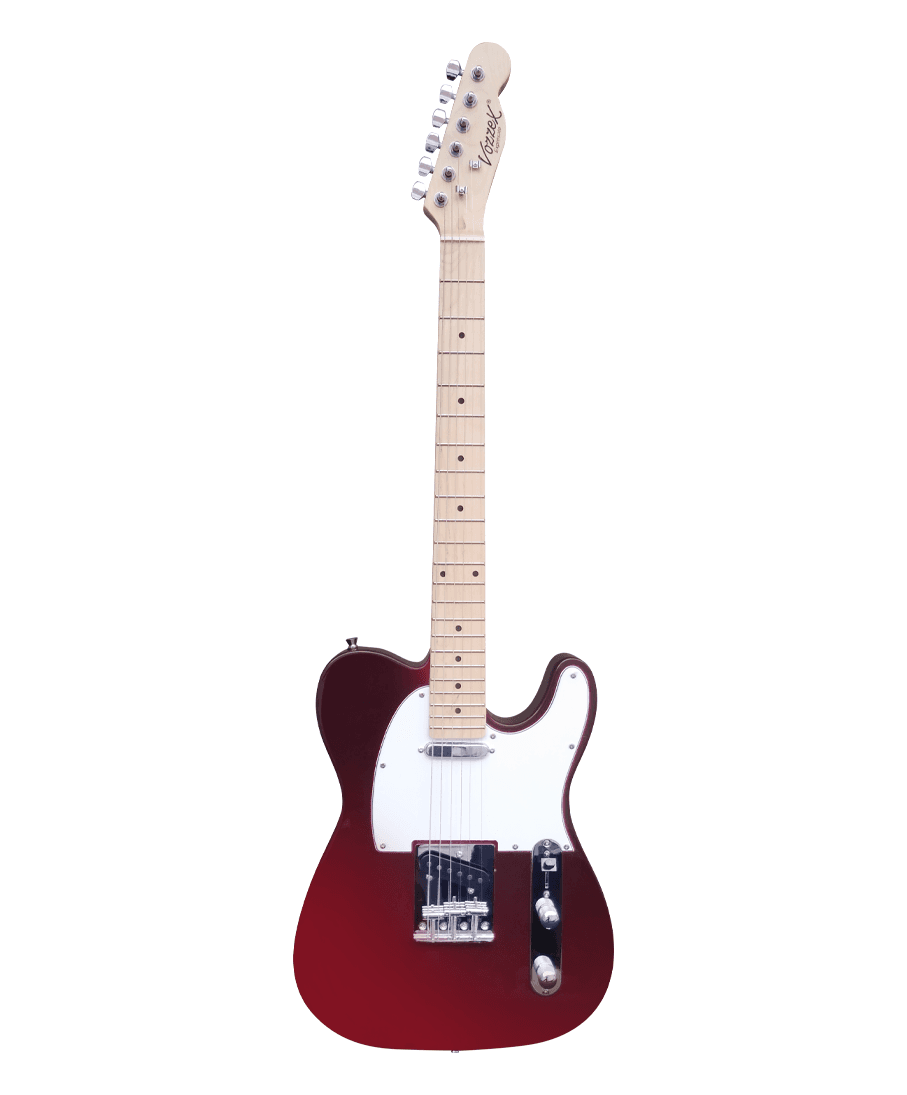 Guitarra eléctrica telecaster 2 pastillas vino tinto con golpe blanco VZ-TL-01/WN